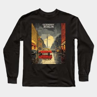 Berlin Germany Rainy Night Tourism Vintage Retro Long Sleeve T-Shirt